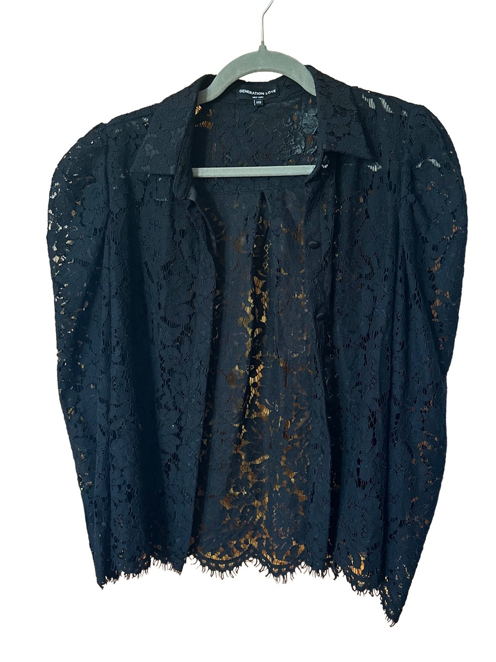 Generation Love Black Lace Button-Front Shirt